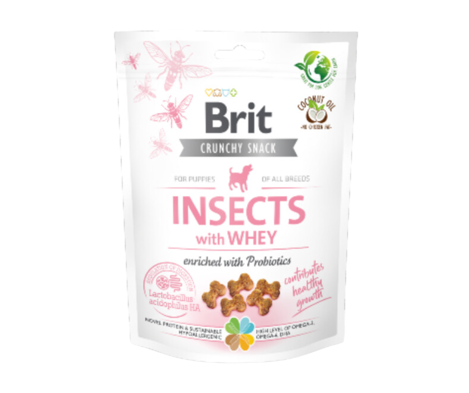 Brit Care Dog Puppy Crunchy Cracker Insects com soro de leite e enriquecido com probioticos