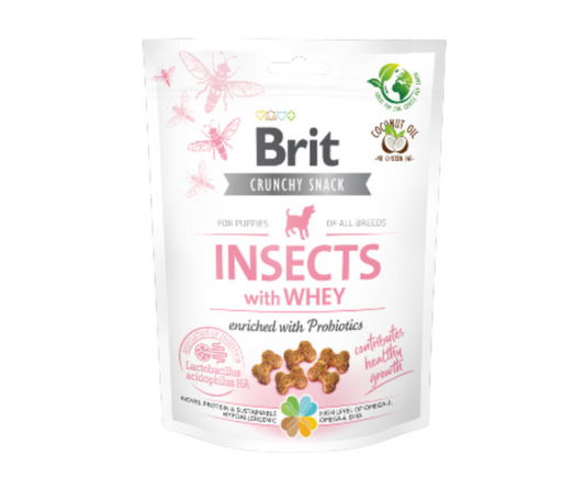 Brit Care Dog Puppy Crunchy Cracker Insects com soro de leite e enriquecido com probioticos