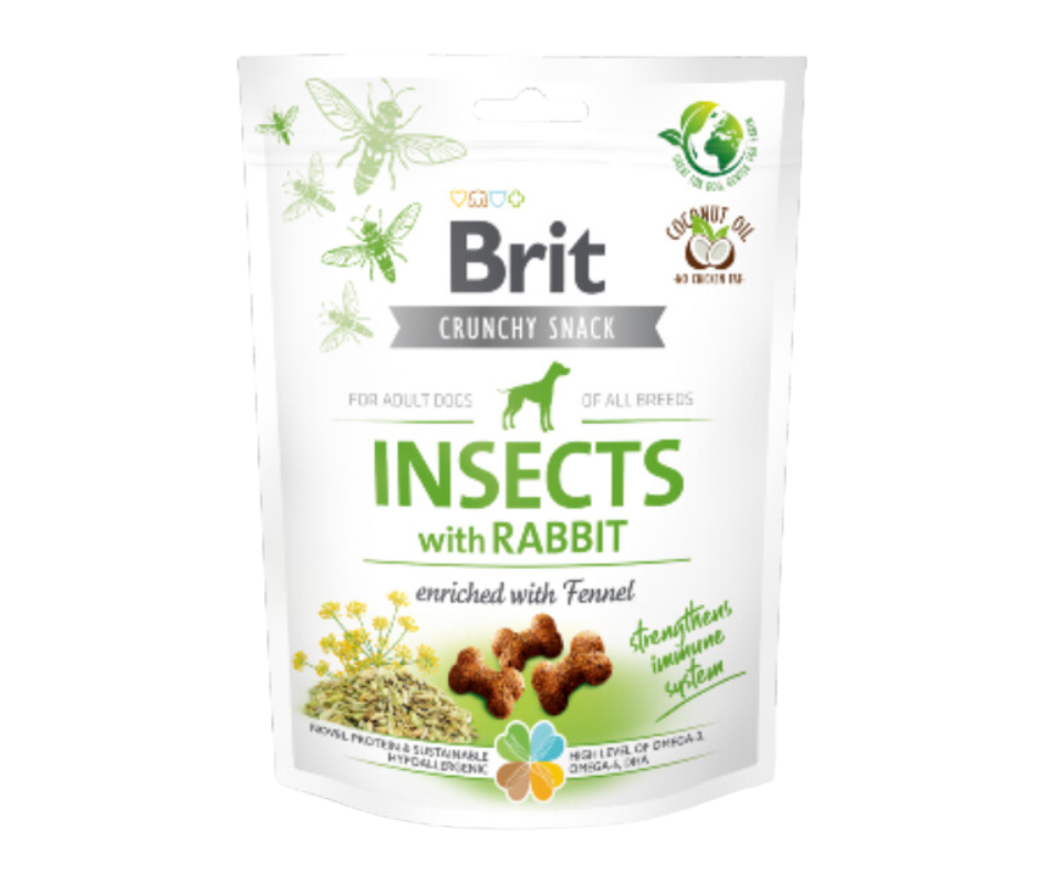 Brit Care Dog Crunchy Cracker Insects com coelho e enriquecido com funcho