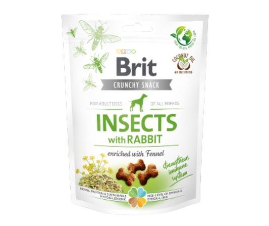 Brit Care Dog Crunchy Cracker Insects com coelho e enriquecido com funcho