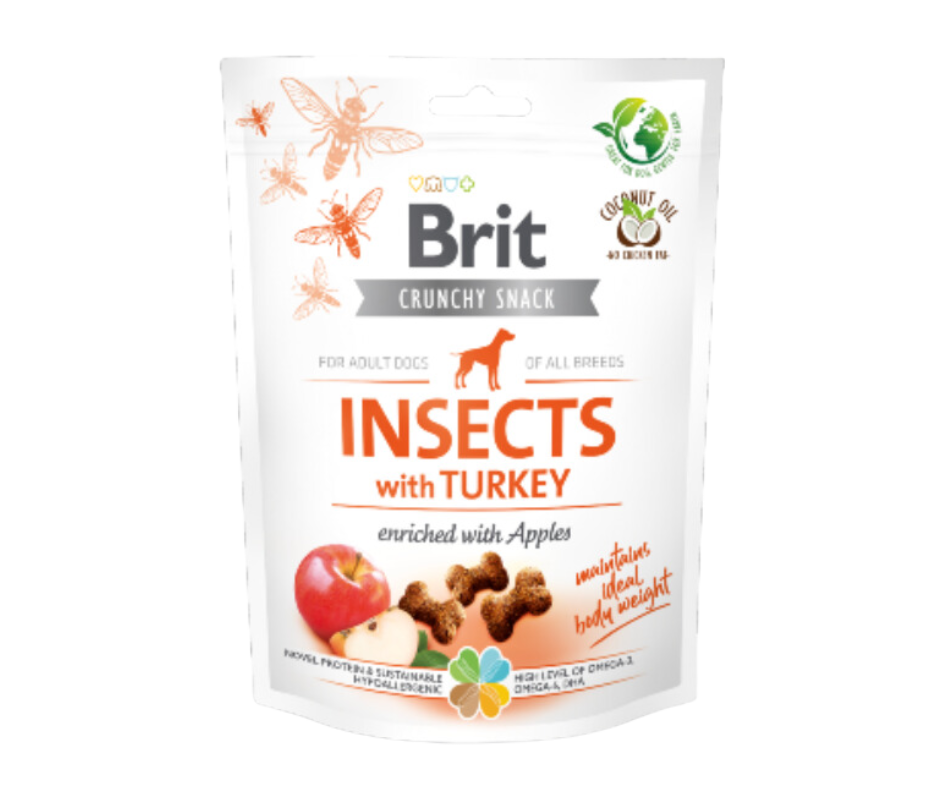 Brit Care Dog Crunchy Cracker Insects com peru e maçã