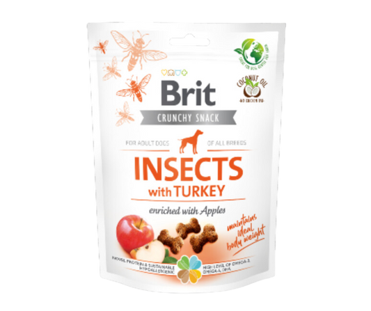 Brit Care Dog Crunchy Cracker Insects com peru e maçã