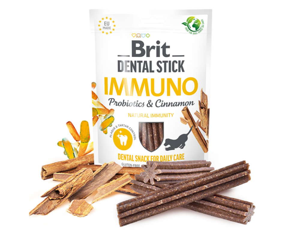 Brit Care Dental Stick Immuno com probióticos e canela | 7 sticks