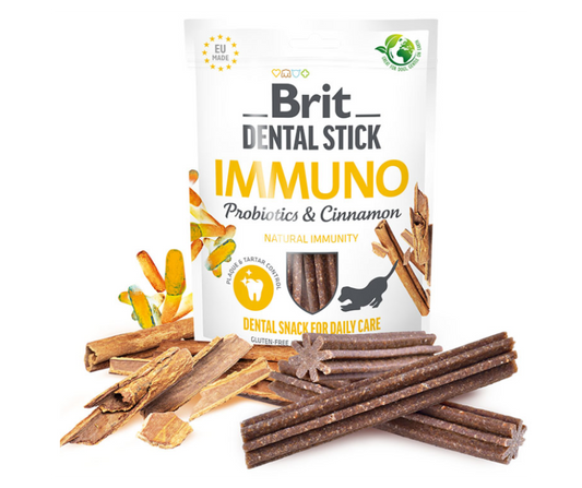 Brit Care Dental Stick Immuno com probióticos e canela | 7 sticks