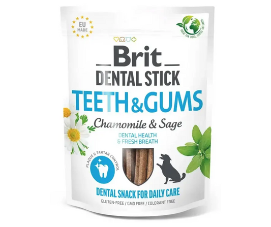 Brit Care Dental Stick Teeth & Gums com camomila| 7 sticks