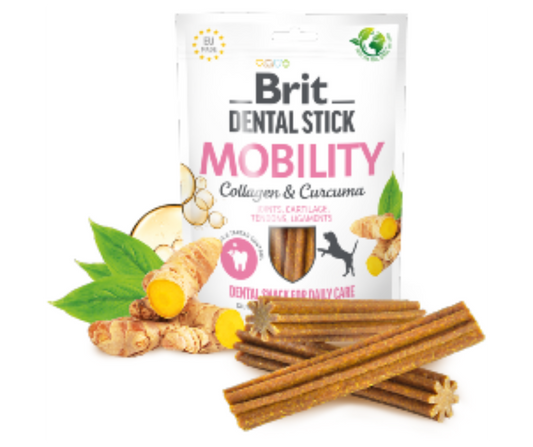 Brit Care Dental Stick Mobility com Colágenio e Curcuma | 7 sticks
