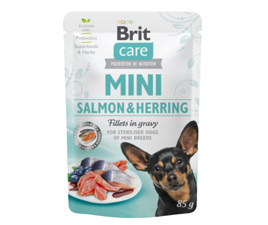 Brit Care Mini Sterilized Salmon & Herring Fillets in Gravy | Wet (Saqueta) | 85 g
